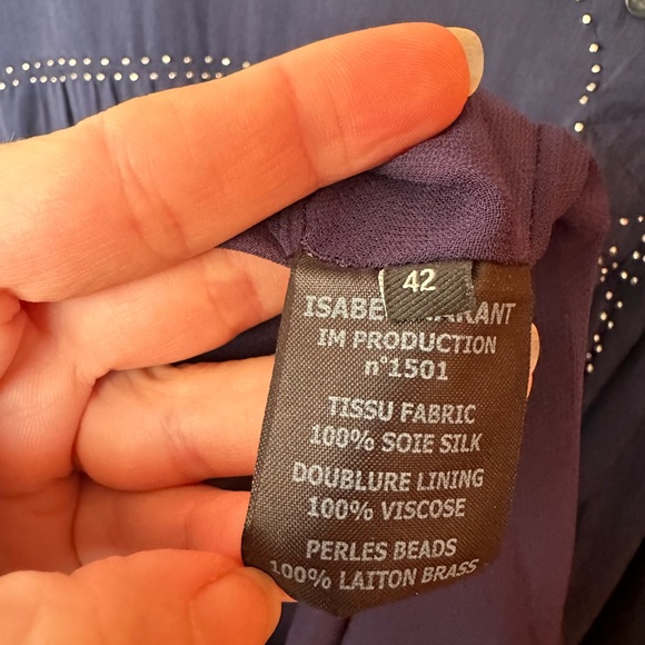 Isabel Marant Beaded Georgette Adele Shirt Dress Navy Blue Runway Fall 2015 - Picture 8 of 16